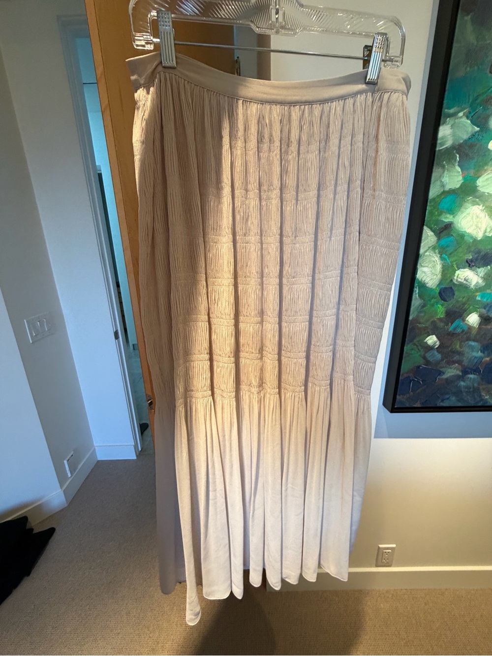 Wilfred by Aritzia Cream Midi Skirt - Lightweight Pleated Design